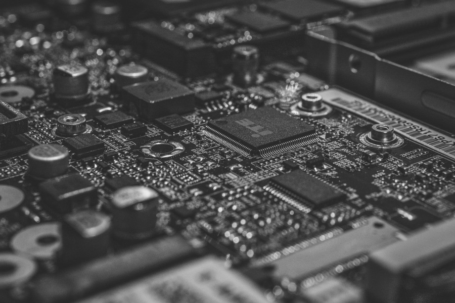 Macro view of a printed circuit board