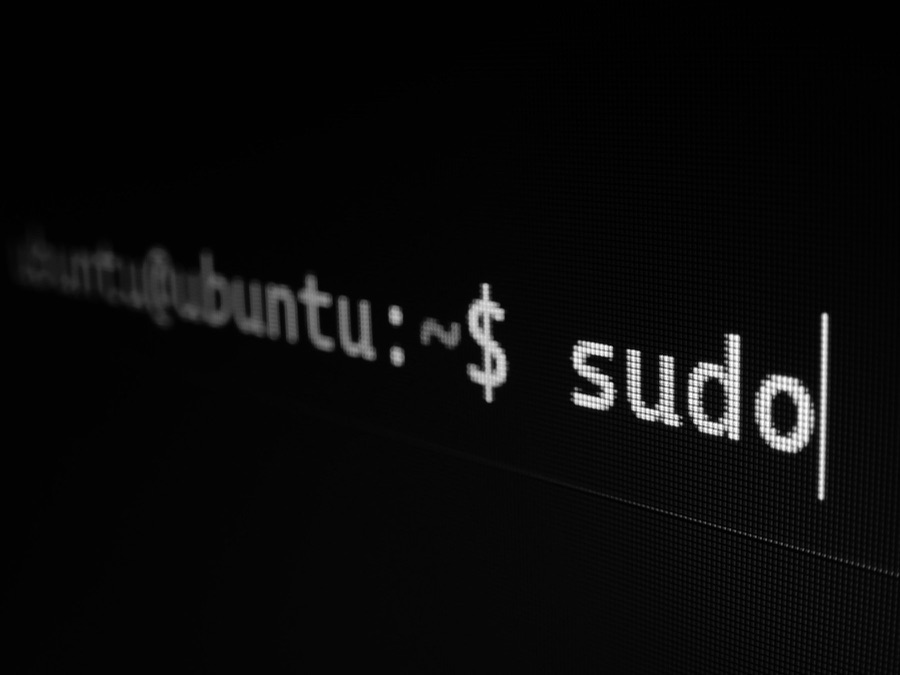 A terminal prompt showing the word sudo in white on black